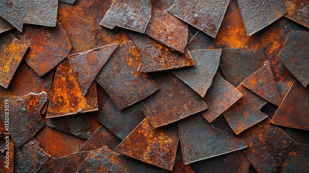 Poster rusty iron scrap background for recycling showcasing weathered metal textures and patterns from disc