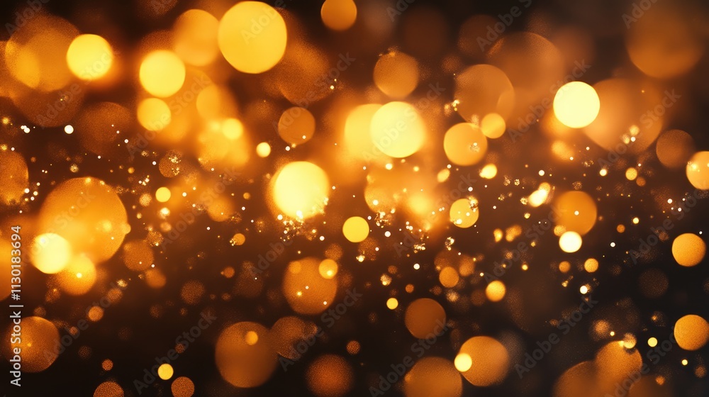 Poster illuminated water drops creating a magical bokeh background with golden tones and sparkling lights f
