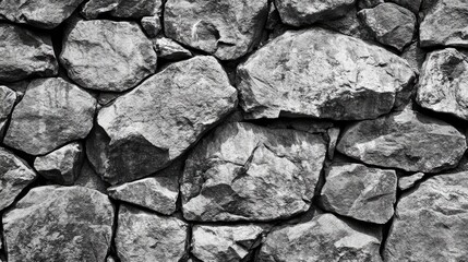 Fototapeta premium Textured black and white stone wall background for architectural or nature themed projects