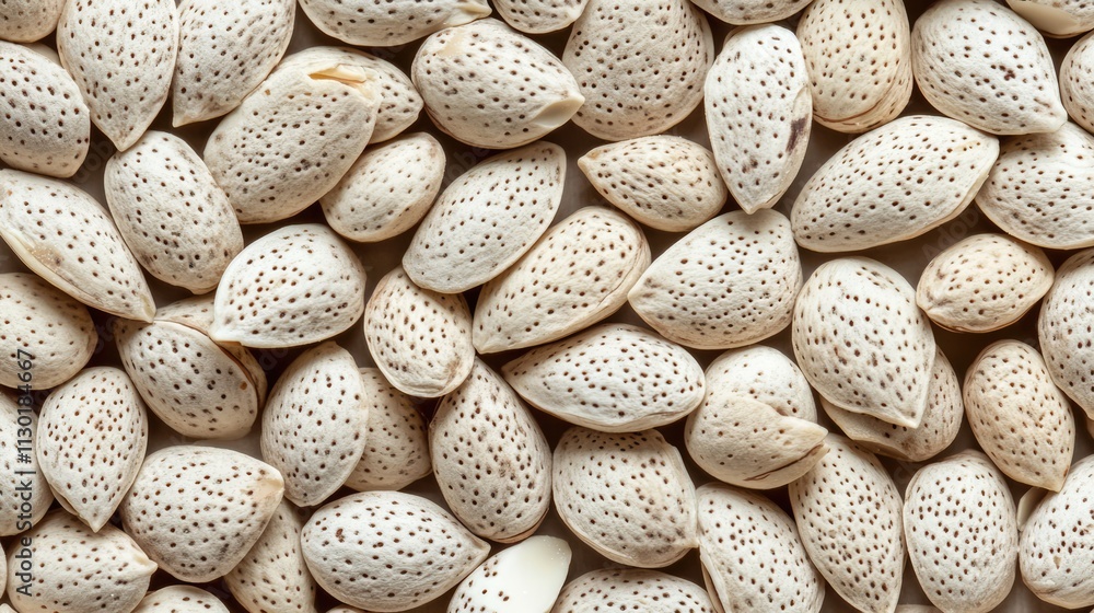 Aufkleber dry raw shelled almonds background top view close up showcasing texture and natural patterns in nut 