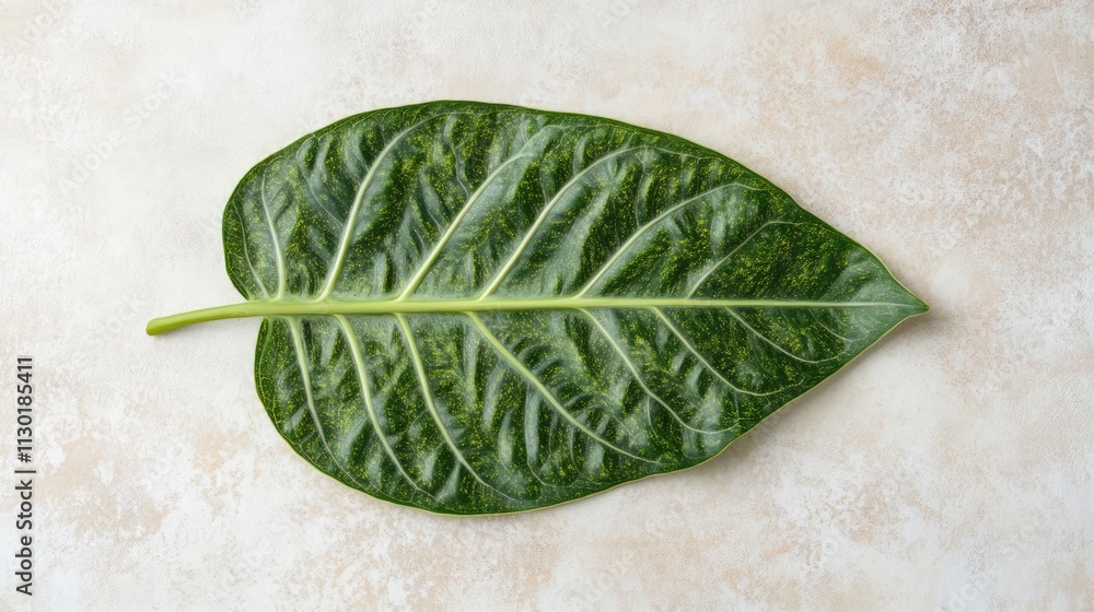 Poster lush tropical leaf displayed on a soft light background enhancing its vibrant green textures and int