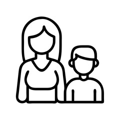 mother and son icon, mother’s day line art, mothers day icon - simple black line art icon of mother and son, for mother’s Day celebrations mothers day vector art 