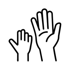 Obraz premium mother and daughter s hands icon, mother’s day line art, mothers day icon - simple black line art icon of mother and daughter s hands, for mother’s Day celebrations mothers day vector art 