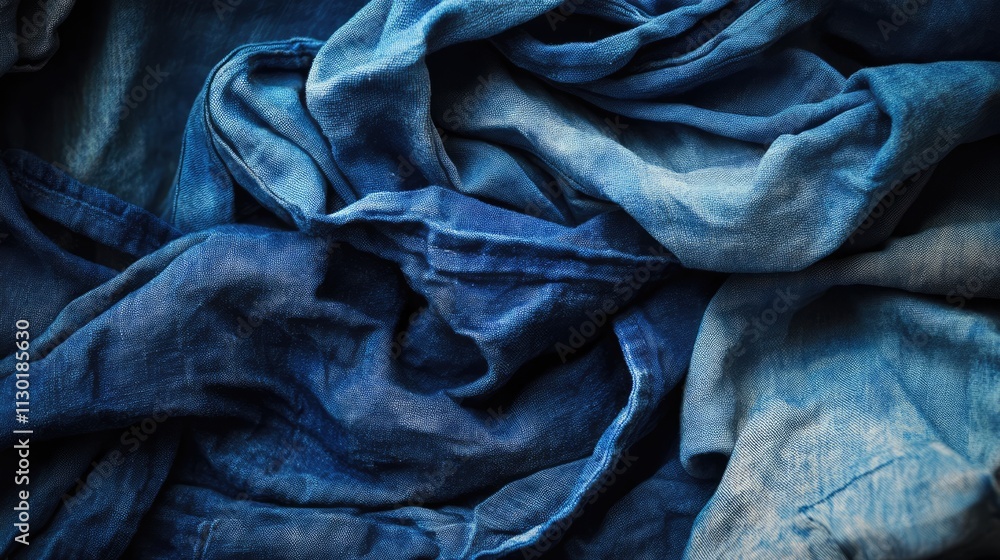 Poster blue fabric texture with soft drapery ideal for backgrounds and textile design projects showcasing d