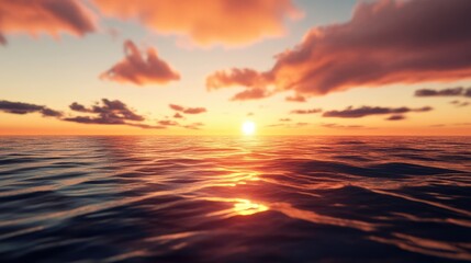 Fototapeta premium Serene ocean sunset with vibrant colors reflecting on calm waters creating a peaceful and picturesque nature scene.