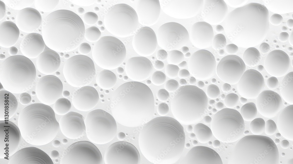 Poster abstract white water droplets background with varying sizes of bubbles creating a textured surface f