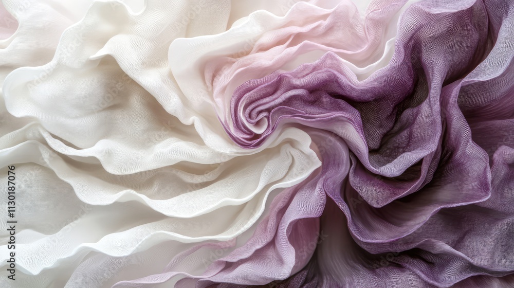 Poster delicate swirling fabric in shades of white and lavender creating an elegant abstract background des