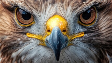 Close-up portrait of a buzzard with intense gaze showcasing distinct feathers and striking eyes natural predator in its habitat