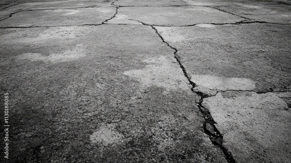 Poster crumbling gray cement floor texture with cracks showcasing an abstract background for architectural 