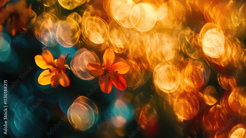 Aufkleber colorful floral bokeh background with vibrant highlights and soft focus creating a dreamy and artist