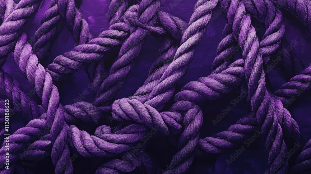 Poster purple rope loops abstract background for design and artistic purposes showcasing texture and color 