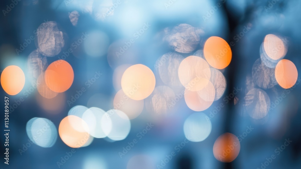 Poster Abstract blurred background with soft bokeh lights in various colors creating a dreamy atmosphere ideal for backgrounds and artistic designs.