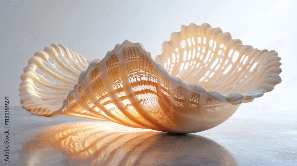 Aufkleber elegant seashell sculpture illuminated by natural light showcasing intricate patterns and textures o