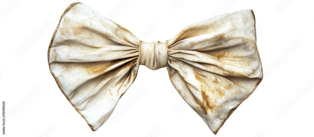 Poster vintage bow with age-related stains isolated on a clean white background showcasing texture and desi
