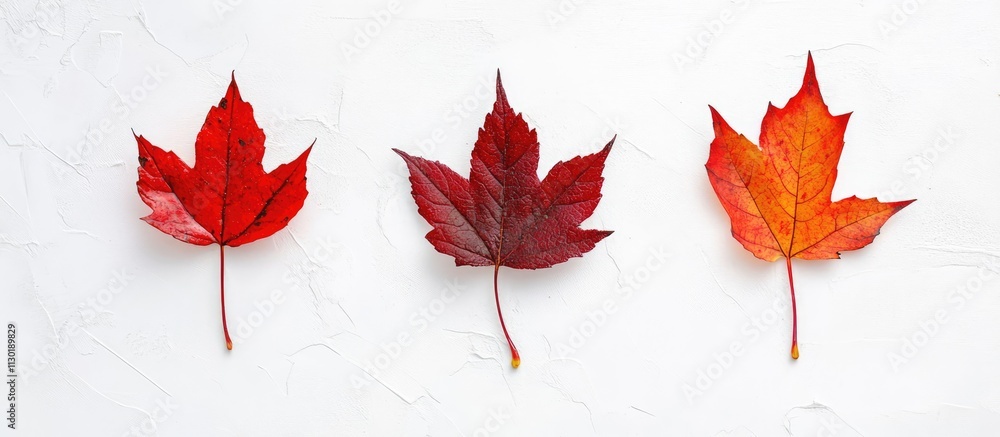 Aufkleber colorful autumn leaves on a white background flat lay creating a seasonal decorative image with plen