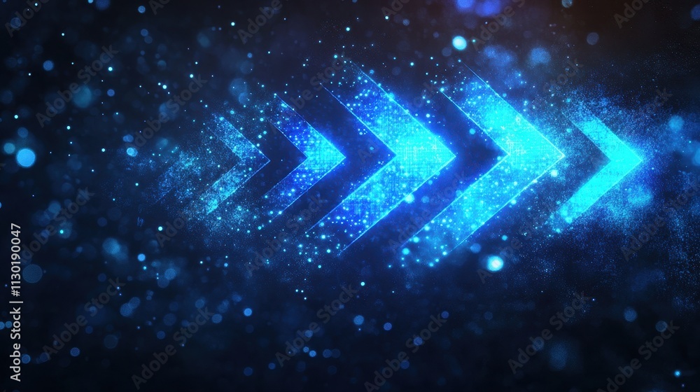 Poster a blue and white image of a series of arrows pointing in different directions