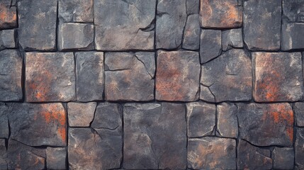 Weathered stone wall with textured surfaces and varied hues highlighting its rustic charm and historical character