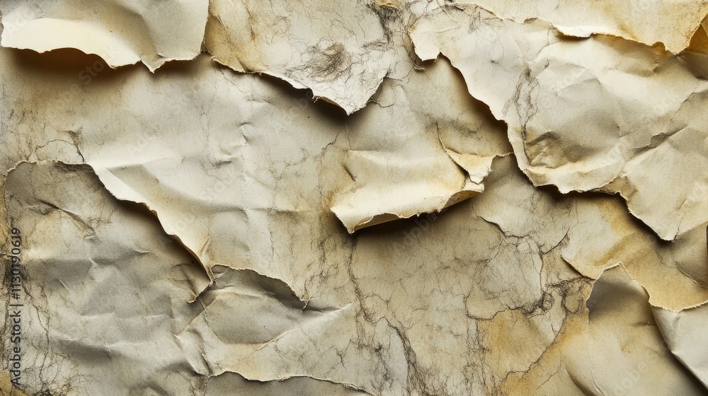 Poster textured wrinkled vintage paper background with creases and stains for use in design and creative pr