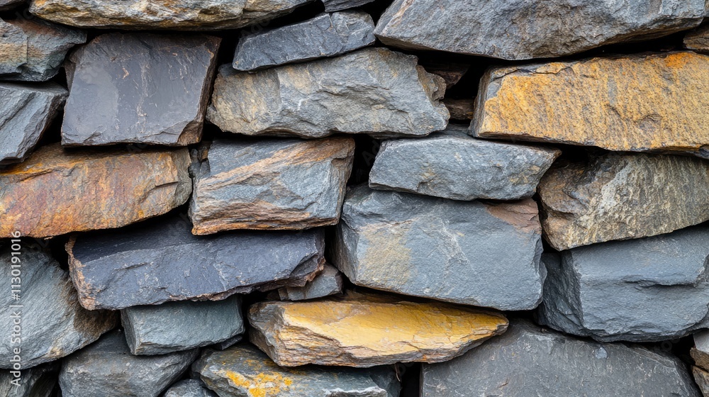 Aufkleber textured slate stone wall background with varied colors and shapes for natural rustic design element