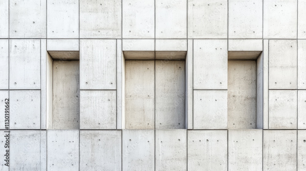 Aufkleber minimalist architecture concrete wall design with abstract geometric windows and textures in modern 