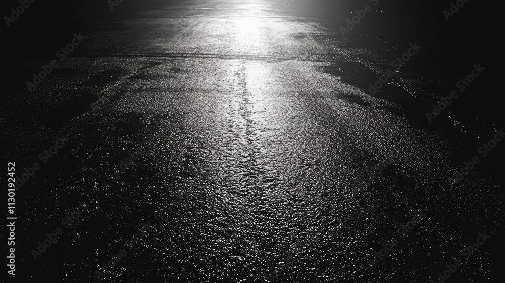 Poster textured asphalt road illuminated by backlight creating dramatic shadows and highlights in a moody n