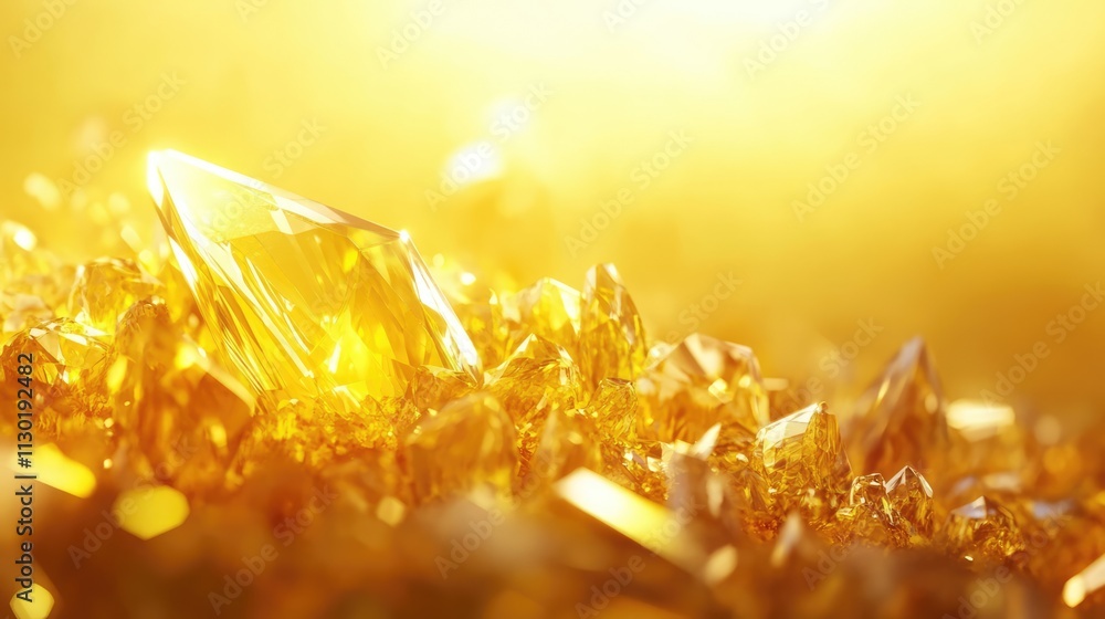 Poster golden crystal formations sparkling in sunlight creating a mesmerizing and luxurious background idea