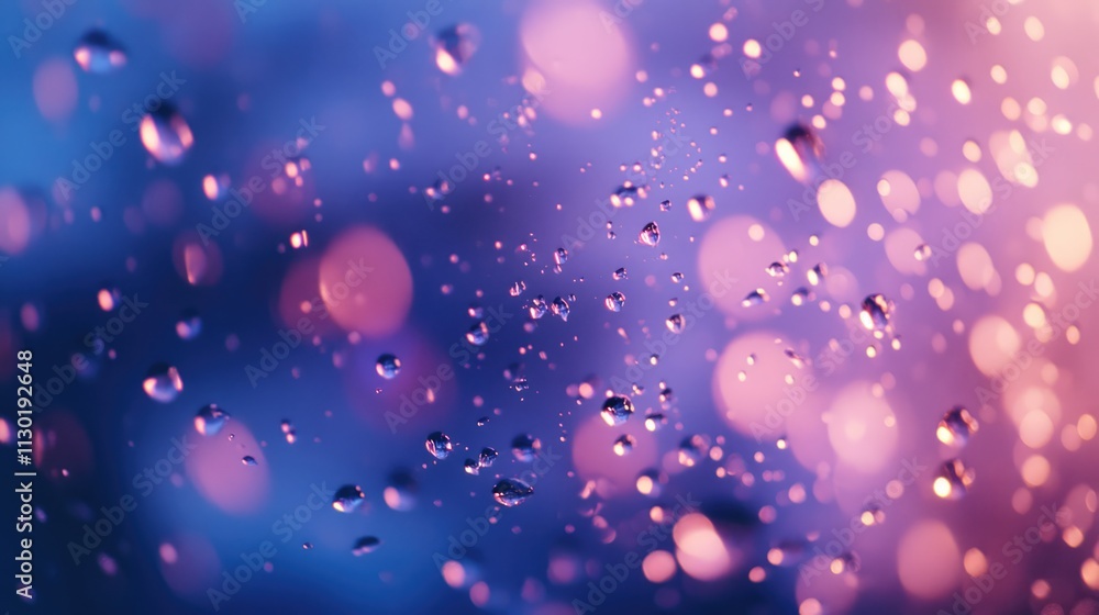 Poster colorful bokeh background with raindrops on glass creating a dreamy and atmospheric effect for vario