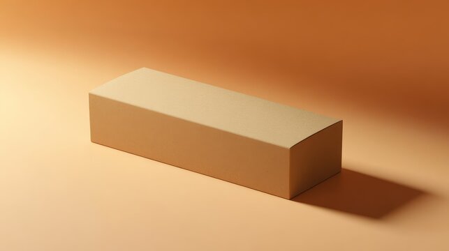 Blank cardboard box template on warm background for packaging mockups gift rectangle box design and production purposes.