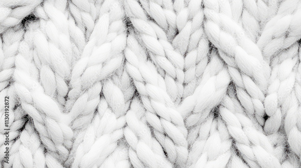 Poster soft fluffy knitted fabric texture in white showcasing intricate patterns for cozy and warm design b