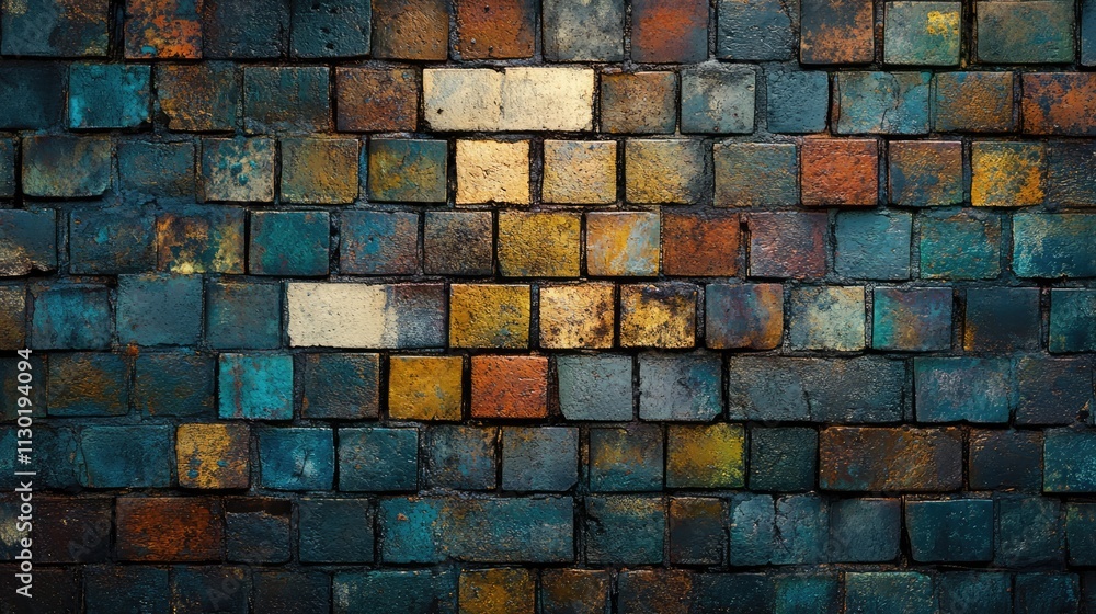 Poster textured pattern of vintage multicolored brick wall showcasing rustic charm and architectural detail