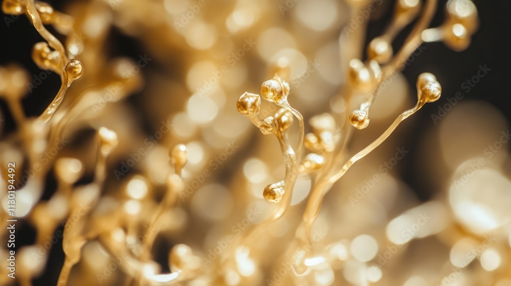 Poster close-up of delicate golden sprouts with a soft focus creating an ethereal background showcasing nat