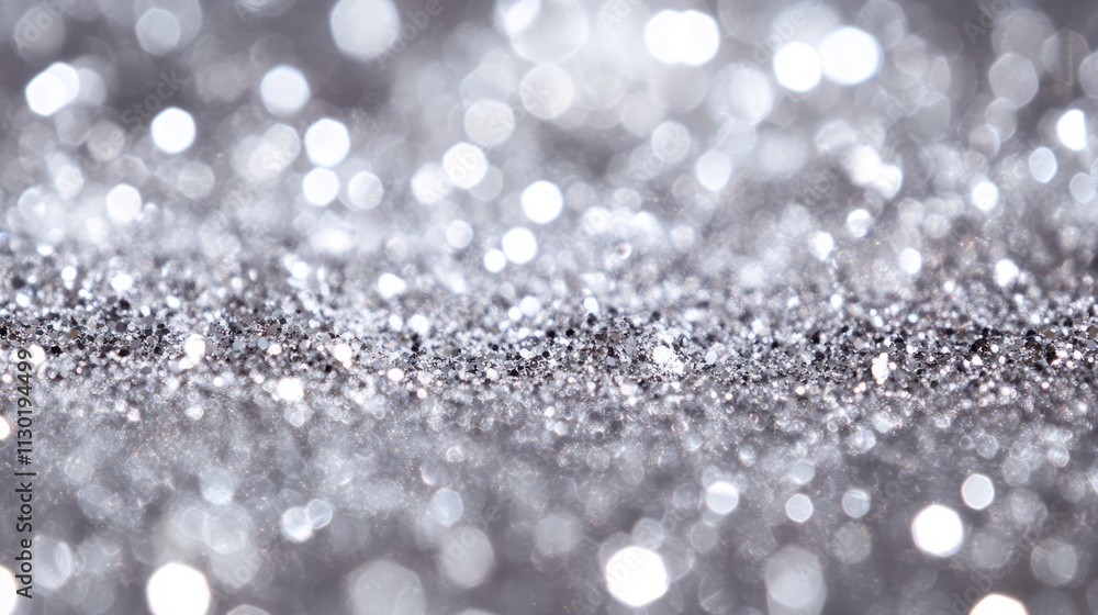 Poster abstract silver glitter background with shimmering sparkles for festive and creative design projects