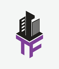tf real state hexagon  vector letter logo