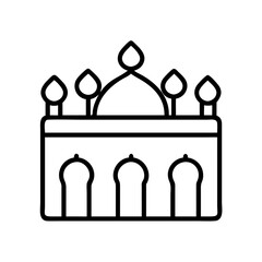 masjid with lights icon, eid al fitr line art, eid icon - simple black line art icon of masjid with lights, symbolizing Eid Al Fitr celebrations eid vector art 