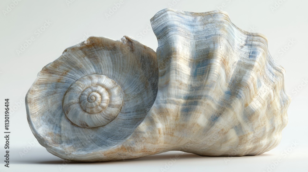 Poster textured seashell displaying intricate patterns and natural colors perfect for coastal decor and mar