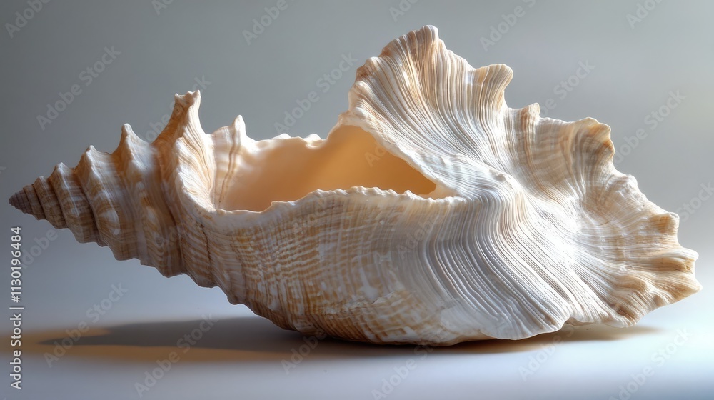 Poster detailed close-up of a beautifully textured seashell showcasing intricate natural patterns and uniqu