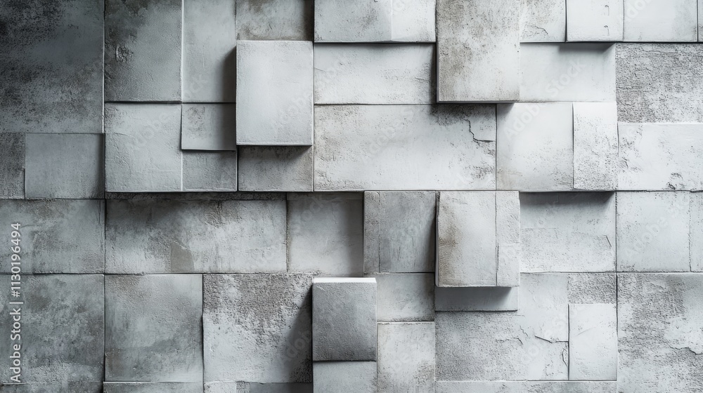 Poster textured concrete wall background with abstract block arrangements for contemporary design elements 