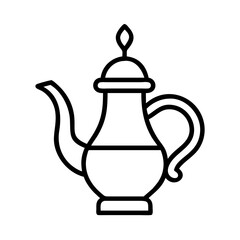 arabic tea pot icon, eid al fitr line art, eid icon - simple black line art icon of arabic tea pot, symbolizing Eid Al Fitr celebrations eid vector art 