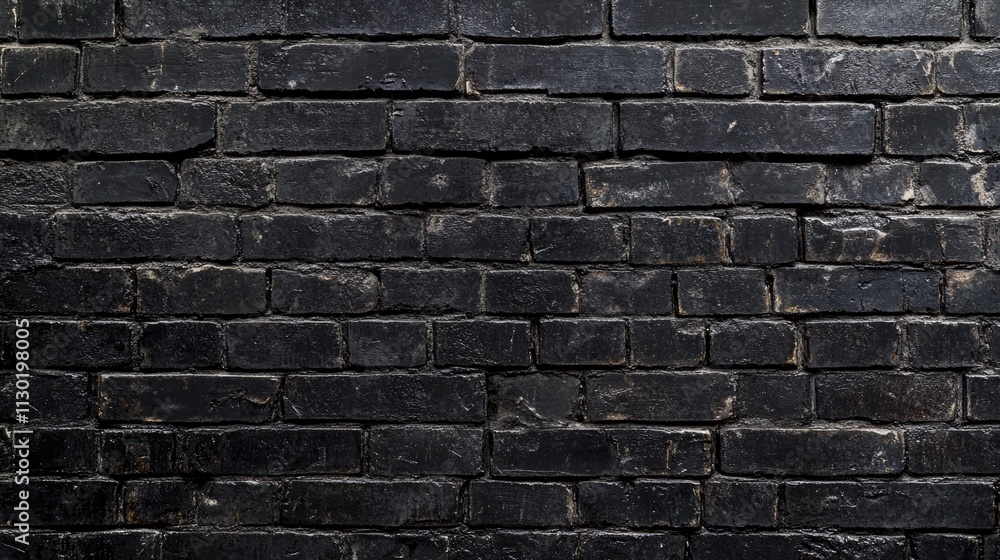 Poster textured vintage black brick wall background with a weathered and dirty appearance for use in variou