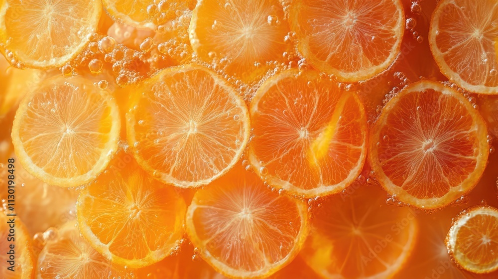 Aufkleber fresh orange slices in sparkling water creating a vibrant and refreshing background image for food a