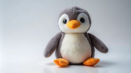 Plush penguin toy on isolated background, penguin, cute, plush, toy, isolated,background, soft, fluffy, adorable, cuddly, animal