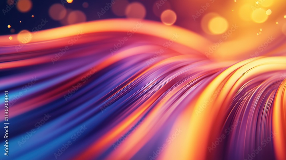 Poster a vibrant abstract image showcasing flowing waves of color, blending warm tones with dynamic movemen