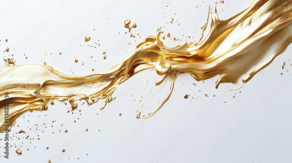 Poster dynamic gold liquid splashing studio abstract art minimalist setting close-up fluid motion concept f