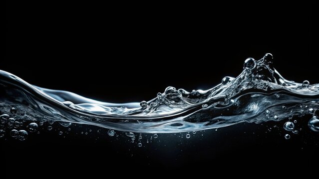 Black water blending seamlessly into a black background, dark, moody, mysterious, abstract, texture, liquid, reflection