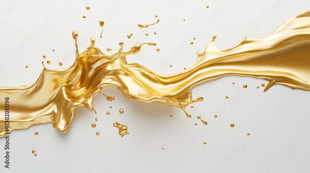 Poster dynamic golden liquid splash studio setting abstract art minimal background close-up view visual ele