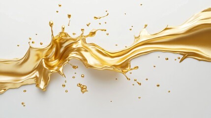Fototapeta premium Dynamic golden liquid splash studio setting abstract art minimal background close-up view visual elegance for creative projects