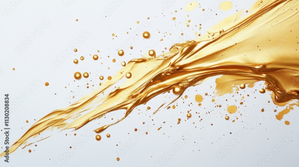 Poster dynamic golden liquid splash action studio setting abstract content high-contrast environment close-