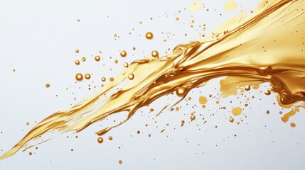 Fototapeta premium Dynamic golden liquid splash action studio setting abstract content high-contrast environment close-up view for visual impact