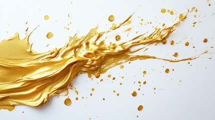 Dynamic gold paint splash art studio abstract imagery minimalist environment close-up view creative expression