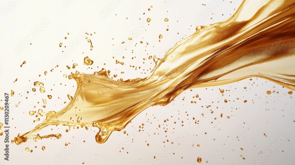 Poster dynamic golden liquid splash studio setting high-resolution image abstract aesthetics artistic persp